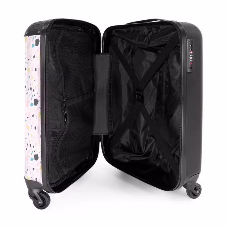 Terrazzo patroon roze confetti NBS - Handbagage koffer - Volwassenen Unisex middel -binnenkant