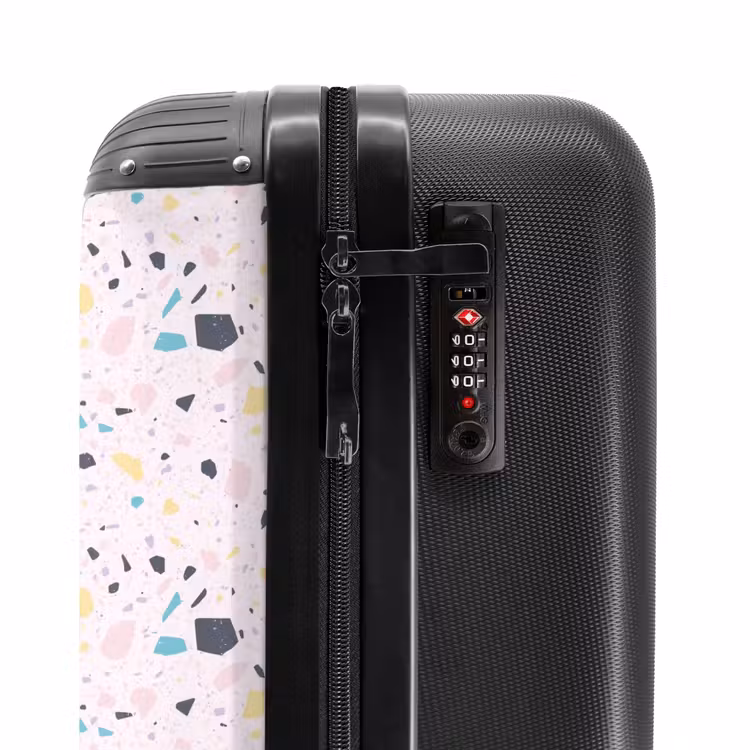 Terrazzo patroon roze confetti NBS - Handbagage koffer - Volwassenen Unisex middel -slot