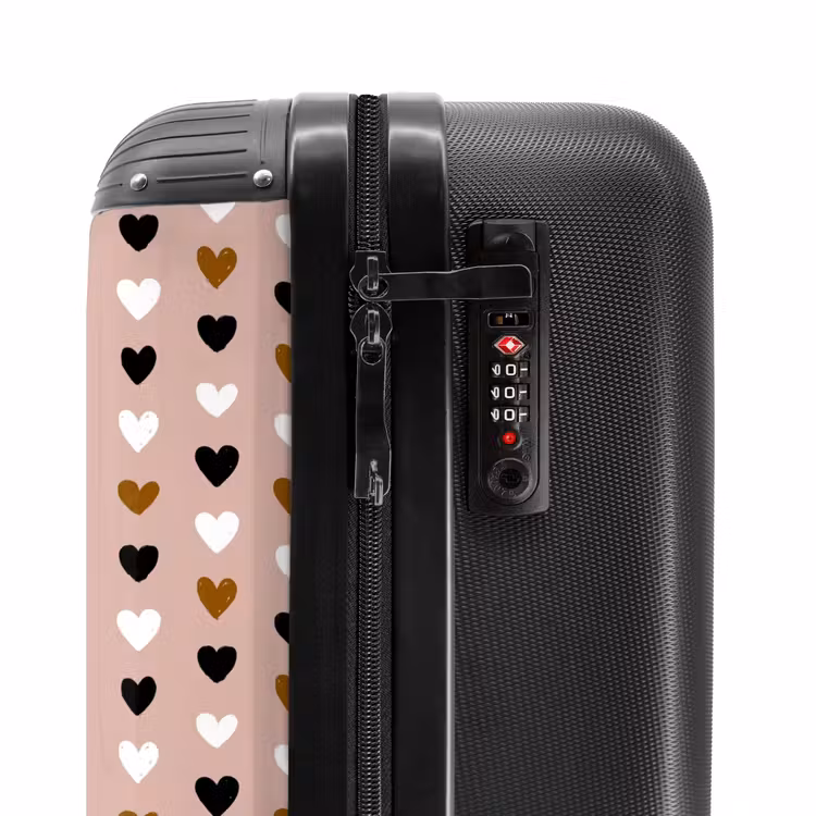 Driekleurige hartjesrijen NBS - Handbagage koffer - Volwassenen Unisex middel -slot