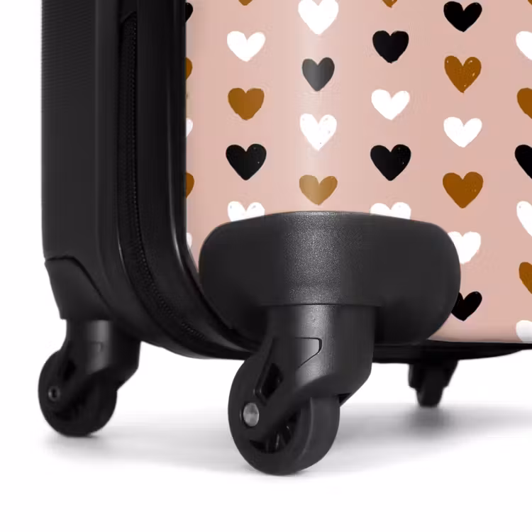Driekleurige hartjesrijen NBS - Handbagage koffer - Volwassenen Unisex middel -wiel