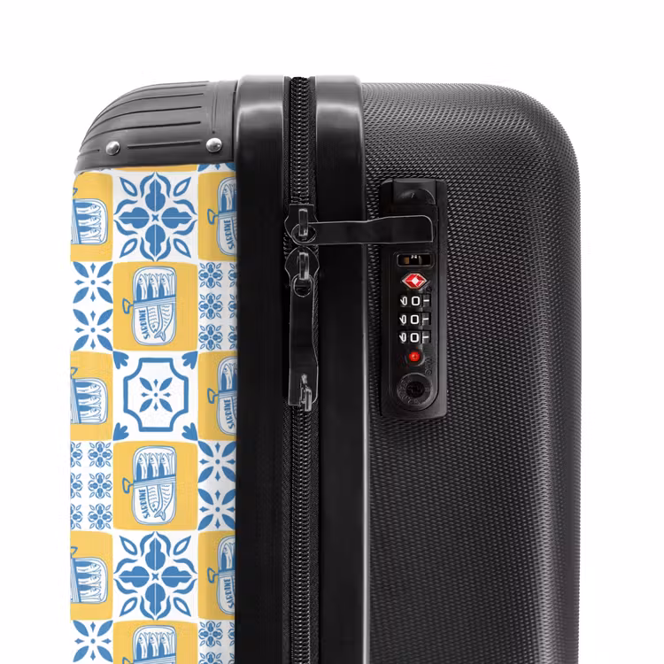 Tegel patroon blauw geel NBS - Handbagage koffer - Volwassenen Unisex middel -slot