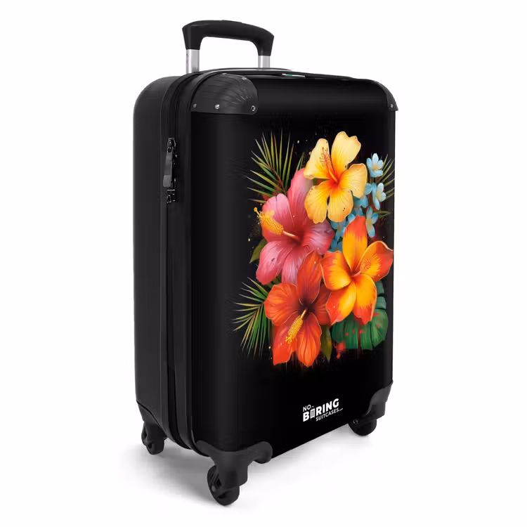 Tropische Bloemen in Street Art Stijl NBS - Handbagage koffer - Unisex middel -productfoto_3d
