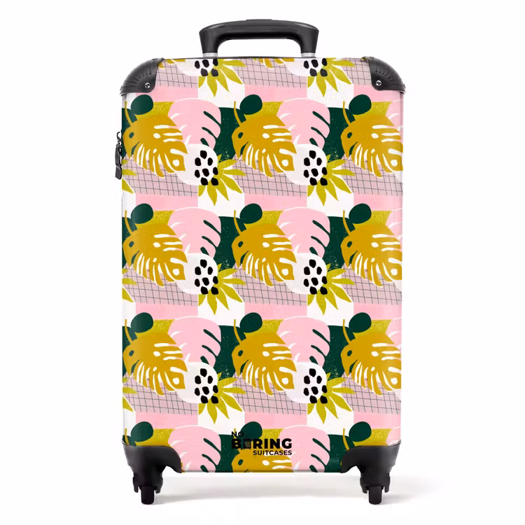 Tropische bladerpatroon NBS - Handbagage koffer - Volwassenen Unisex middel -productfoto_recht