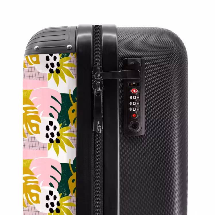 Tropische bladerpatroon NBS - Handbagage koffer - Volwassenen Unisex middel -slot