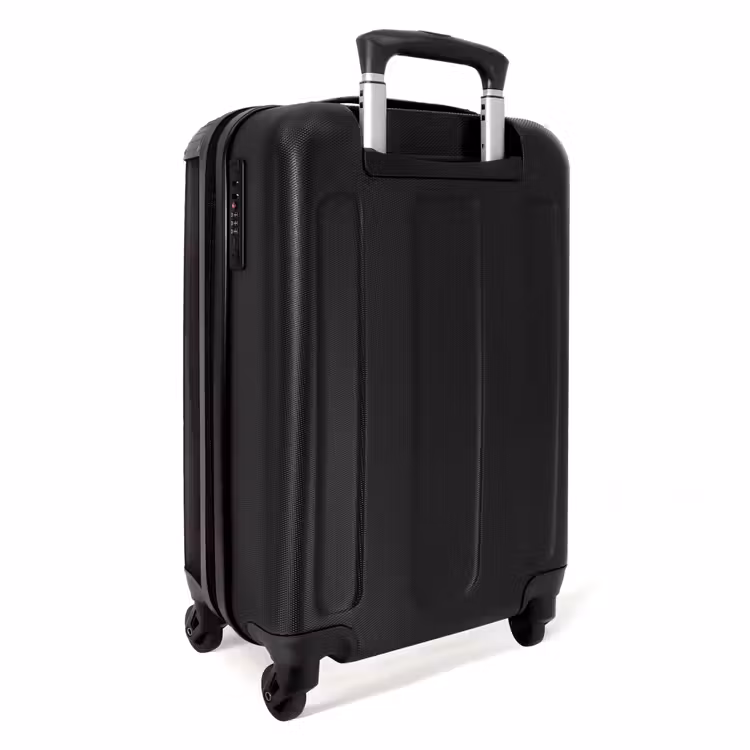 Eenhoorn en Bloemen op Zwarte Achtergrond NBS - Handbagage koffer - Unisex middel -achterkant