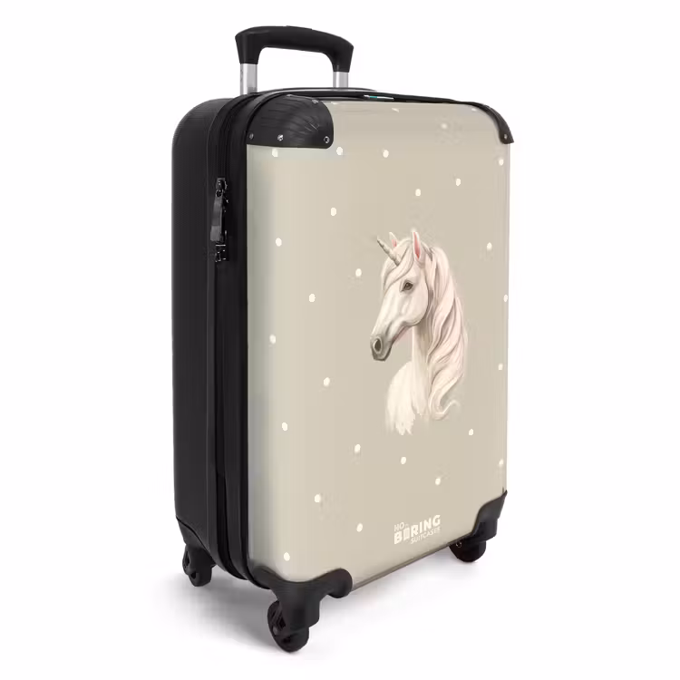 Eenhoorn omringd door stippen in neutrale kleuren NBS - Handbagage koffer - Volwassenen Unisex middel -productfoto_3d