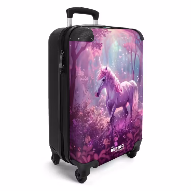 Eenhoorn Omringd door Paarse Natuur NBS - Handbagage koffer - Unisex middel -productfoto_3d