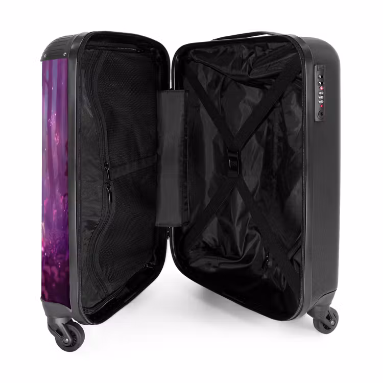 Eenhoorn Omringd door Paarse Natuur NBS - Handbagage koffer - Unisex middel -binnenkant