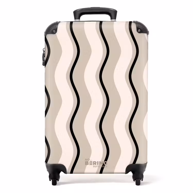 Verticale golven in crème tinten NBS - Handbagage koffer - Unisex middel -productfoto_recht