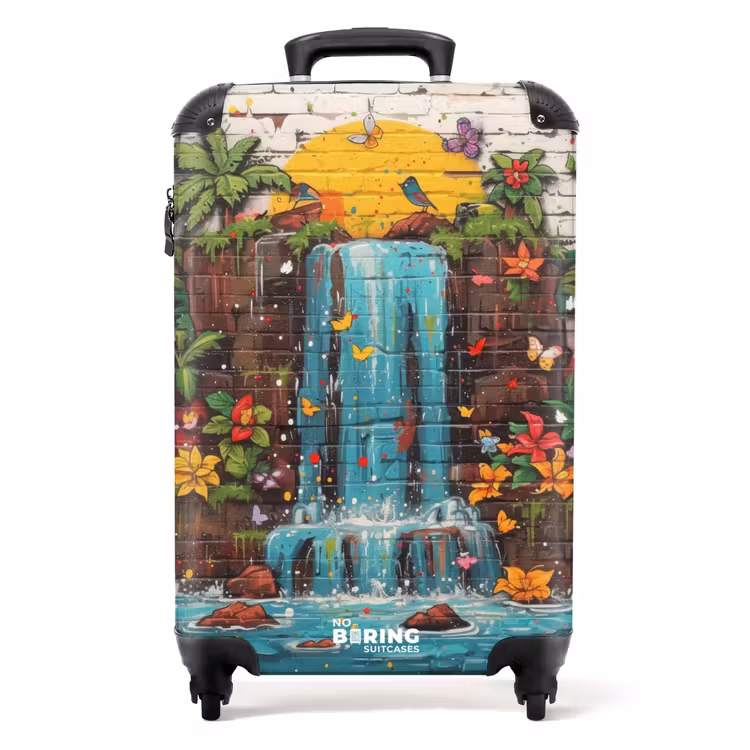 Waterval in graffiti stijl NBS - Handbagage koffer - Unisex middel -productfoto_recht