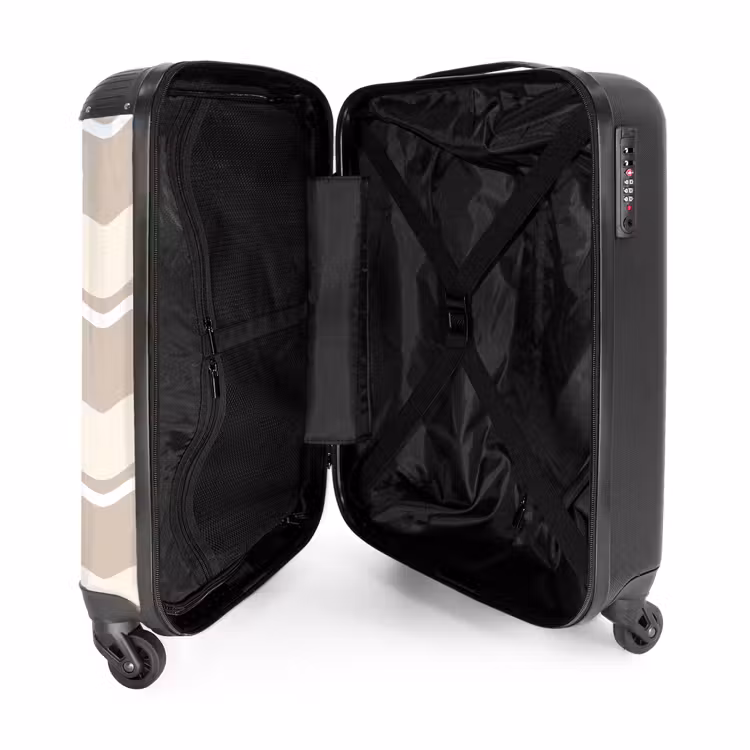 Golven in crème tinten NBS - Handbagage koffer - Unisex middel -binnenkant