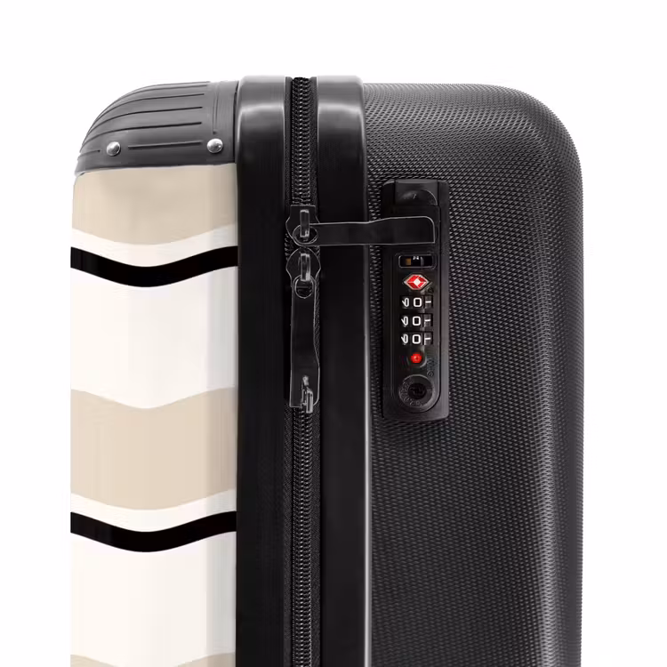 Golvende strepen in crème tinten NBS - Handbagage koffer - Unisex middel -slot
