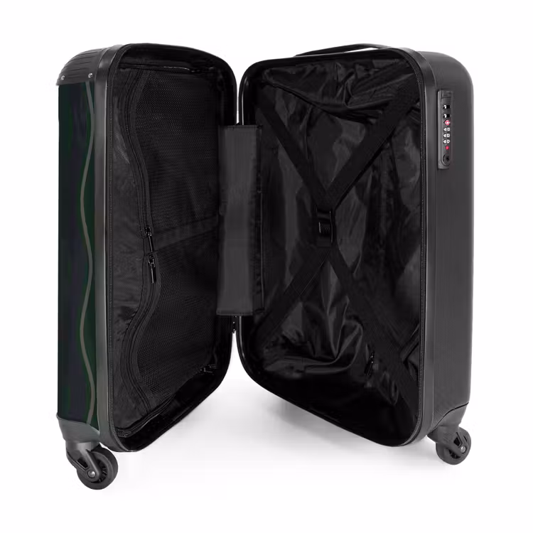 Golvende strepen in groen met grijs NBS - Handbagage koffer - Unisex middel -binnenkant