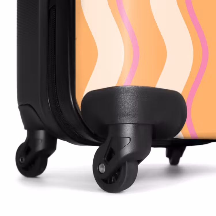 Golvende strepen in oranje en roze NBS - Handbagage koffer - Unisex middel -wiel