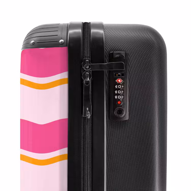 Golvende strepen in roze en oranje NBS - Handbagage koffer - Unisex middel -slot