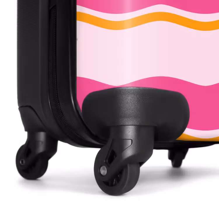 Golvende strepen in roze en oranje NBS - Handbagage koffer - Unisex middel -wiel