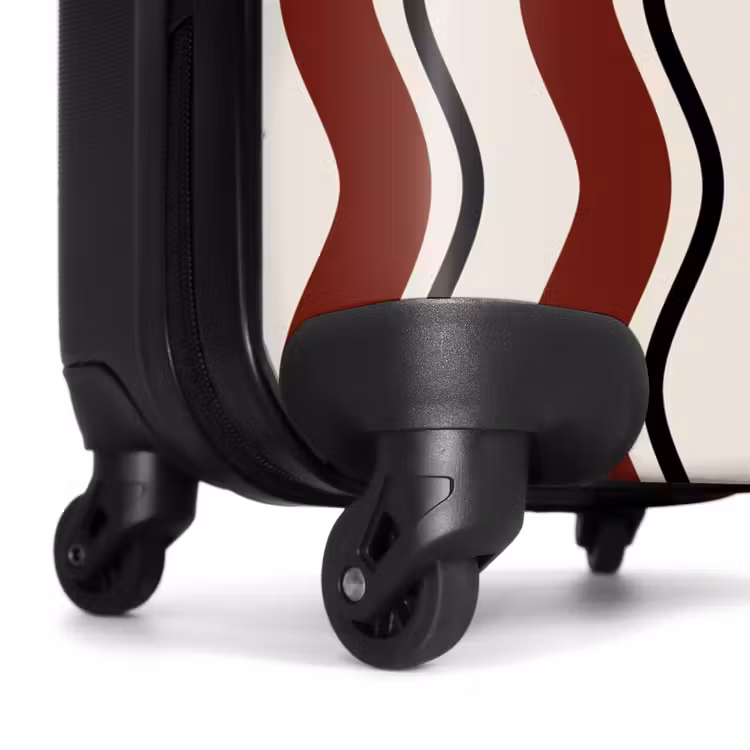Golvende strepen in rood NBS - Handbagage koffer - Unisex middel -wiel