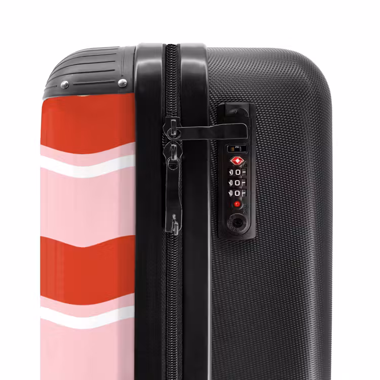 Golvende strepen in rood en roze NBS - Handbagage koffer - Unisex middel -slot