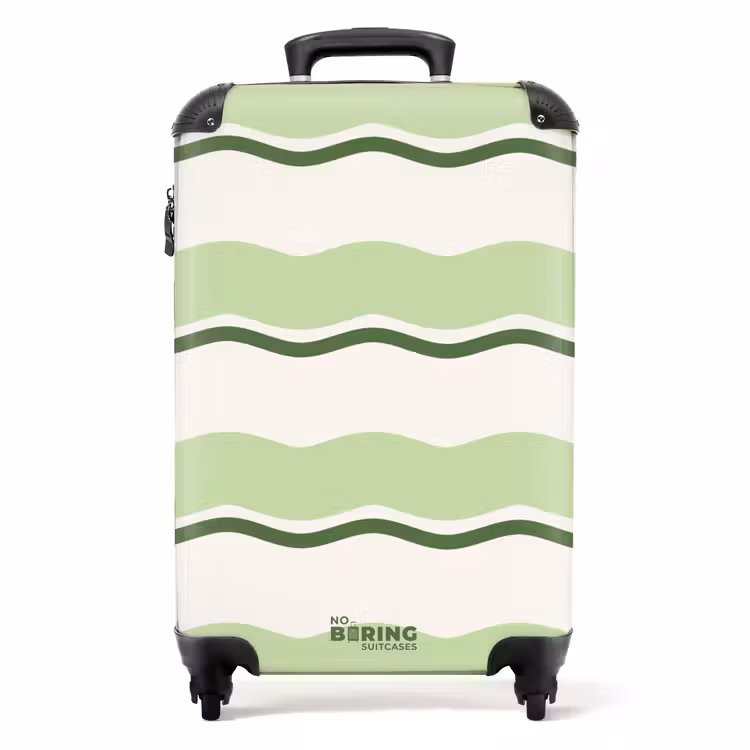 Golvende strepen in groene tinten NBS - Handbagage koffer - Unisex middel -productfoto_recht