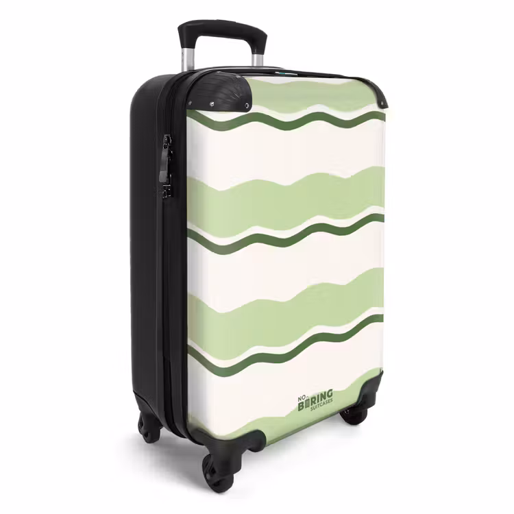 Golvende strepen in groene tinten NBS - Handbagage koffer - Unisex middel -productfoto_3d