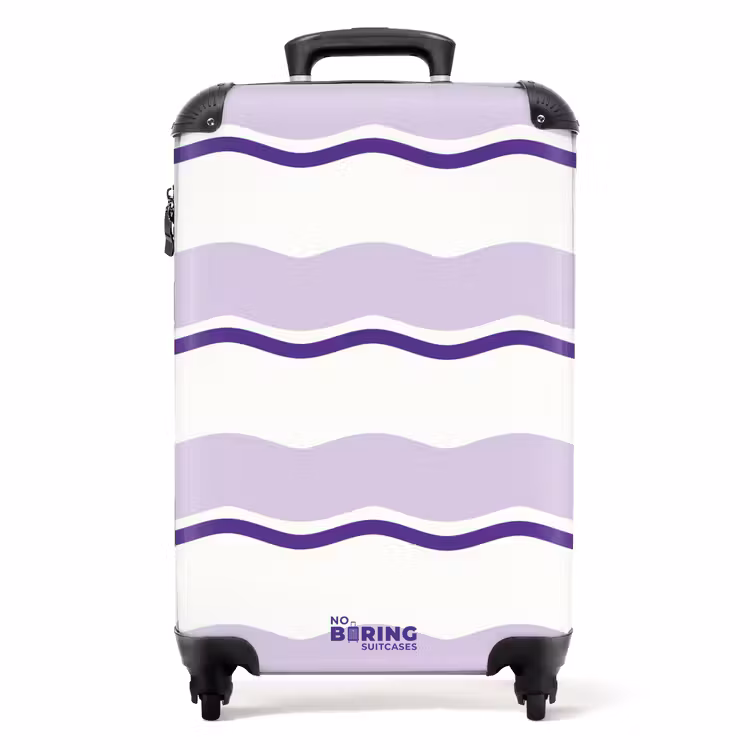 Golvende strepen in paarse tinten NBS - Handbagage koffer - Unisex middel -productfoto_recht