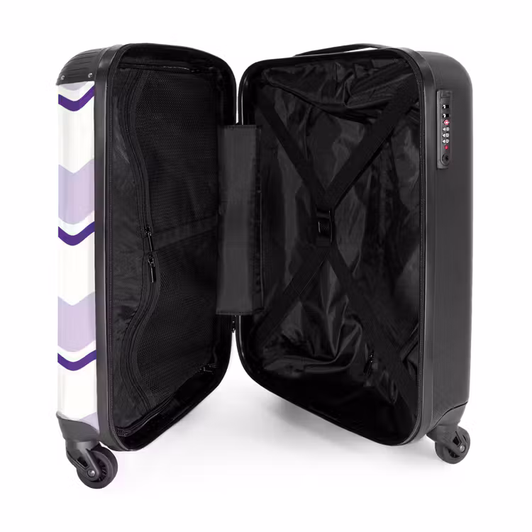 Golvende strepen in paarse tinten NBS - Handbagage koffer - Unisex middel -binnenkant