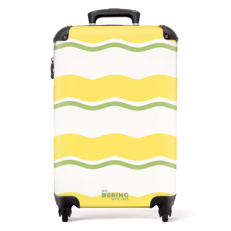 Golvende strepen in geel met groen NBS - Handbagage koffer - Unisex middel -productfoto_recht
