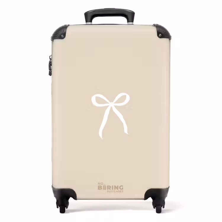 Witte strik op beige achtergrond NBS - Handbagage koffer - Unisex middel -productfoto_recht