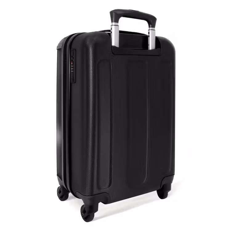 Blauwe auto met grijze vlammen NBS - Handbagage koffer - Kinderen Unisex middel -achterkant
