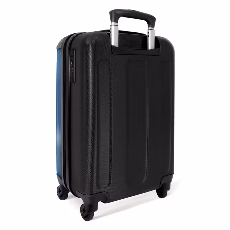 Blauwe auto met roze vlammen NBS - Handbagage koffer - Kinderen Unisex middel -achterkant