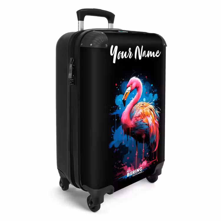Gekleurde Flamingo voor een Verfexplosie NBS - Handbagage koffer - Kinderen Unisex middel -productfoto_3d