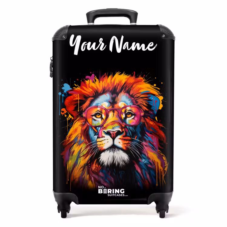 Kleurrijke Leeuw in Graffiti Stijl NBS - Handbagage koffer - Kinderen Unisex middel -productfoto_recht