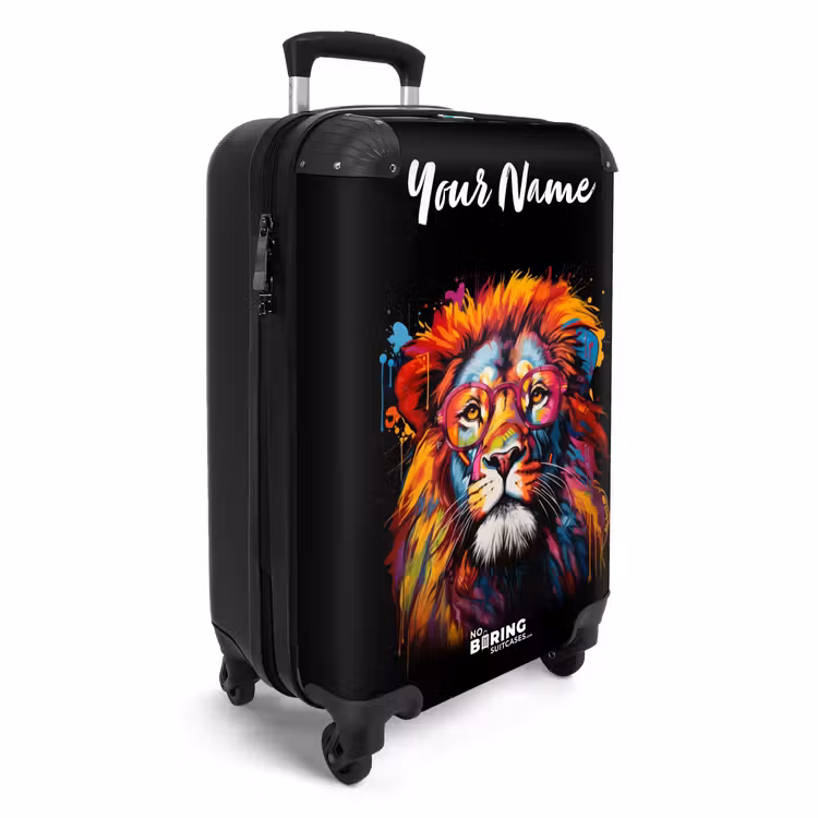 Kleurrijke Leeuw in Graffiti Stijl NBS - Handbagage koffer - Kinderen Unisex middel -productfoto_3d
