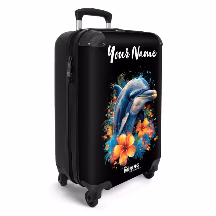 Dolfijn te Midden van Graffiti Bloemen NBS - Handbagage koffer - Kinderen Unisex middel -productfoto_3d