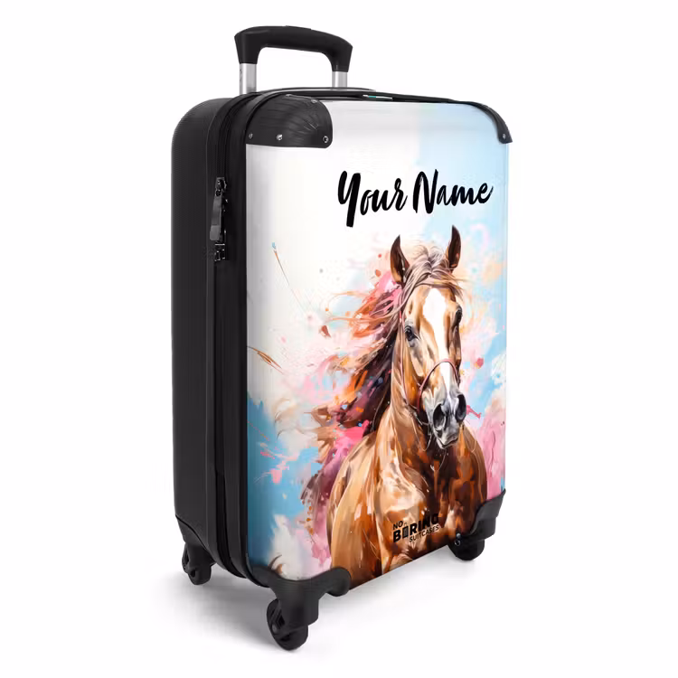 Galopperend paard met kleurrijke achtergrond NBS - Handbagage koffer - Kinderen Unisex middel -productfoto_3d