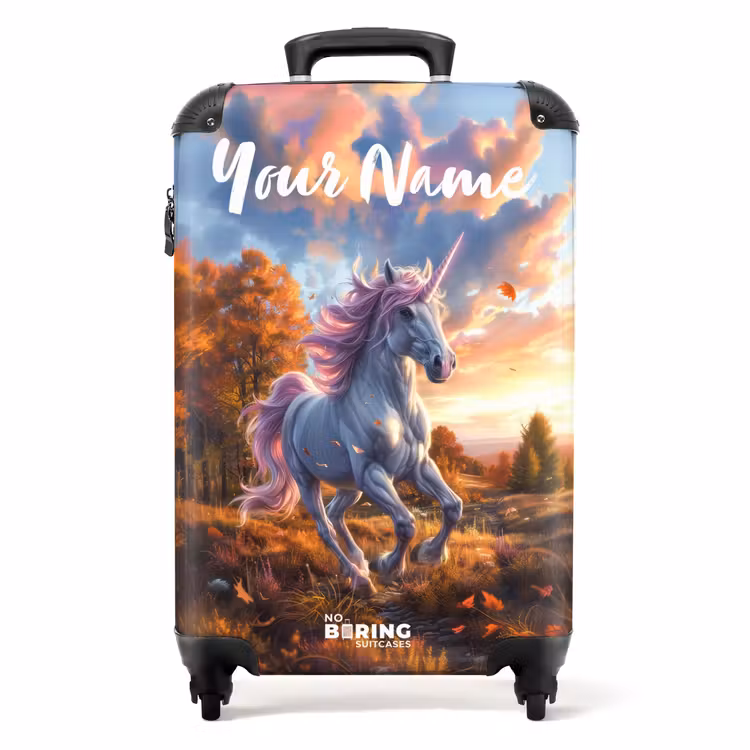 Galopperende Eenhoorn in Herfstwereld NBS - Handbagage koffer - Kinderen Unisex middel -productfoto_recht