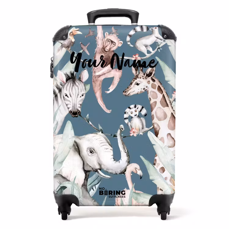 Jungle Dierenfeest NBS - Handbagage koffer - Kinderen Unisex middel -productfoto_recht