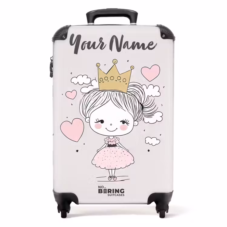 Kleine prinses met hartjes NBS - Handbagage koffer - Kinderen Unisex middel -productfoto_recht