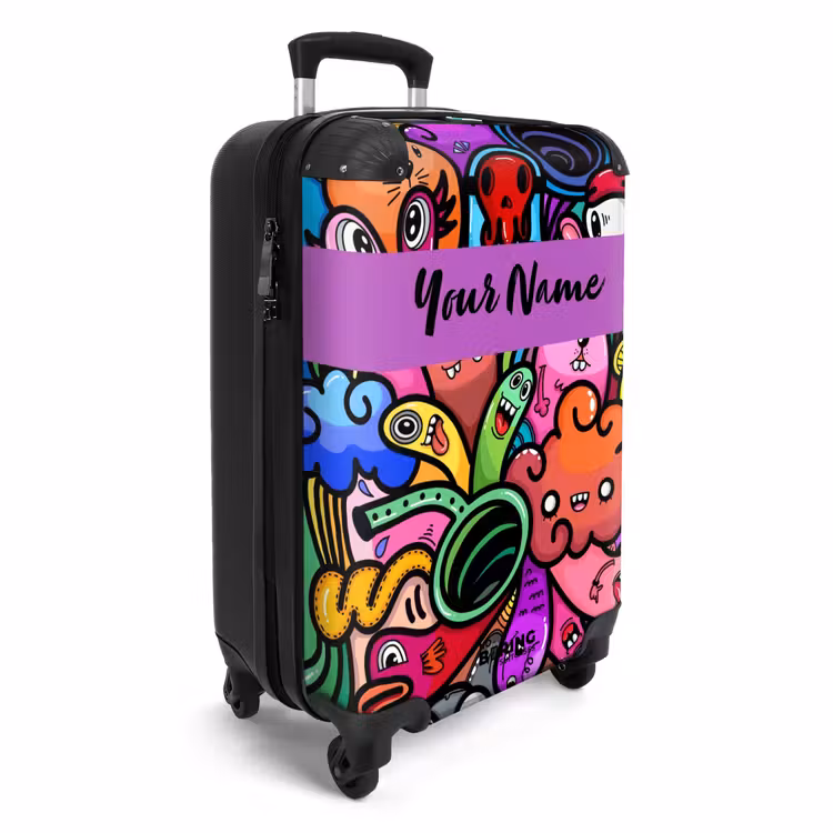 Vrolijke Monsterchaos NBS - Handbagage koffer - Kinderen Unisex middel -productfoto_3d