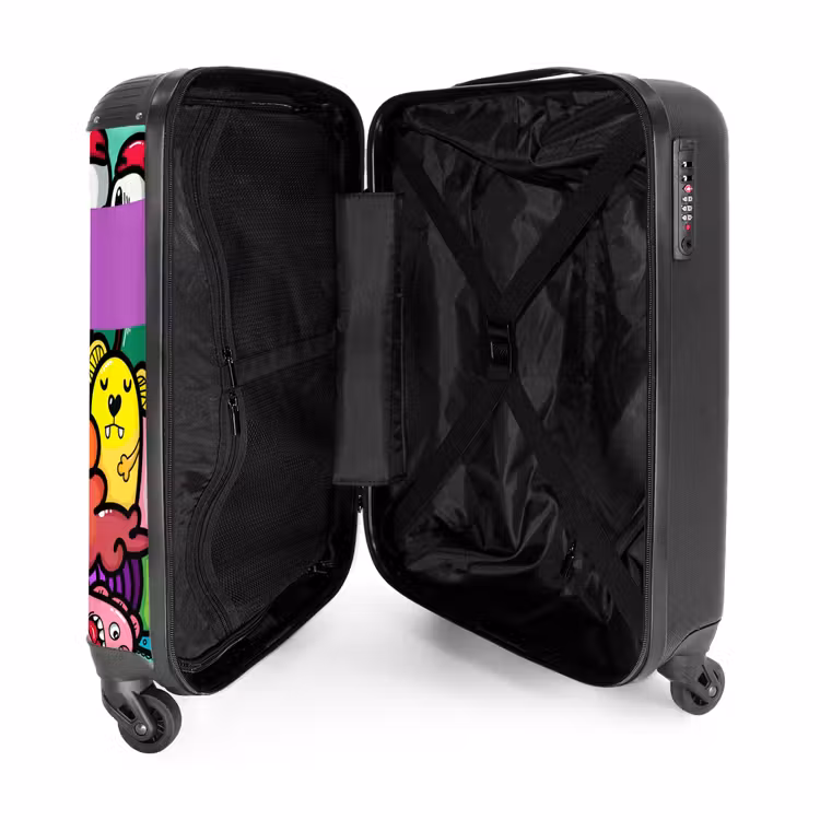 Vrolijke Monsterchaos NBS - Handbagage koffer - Kinderen Unisex middel -binnenkant