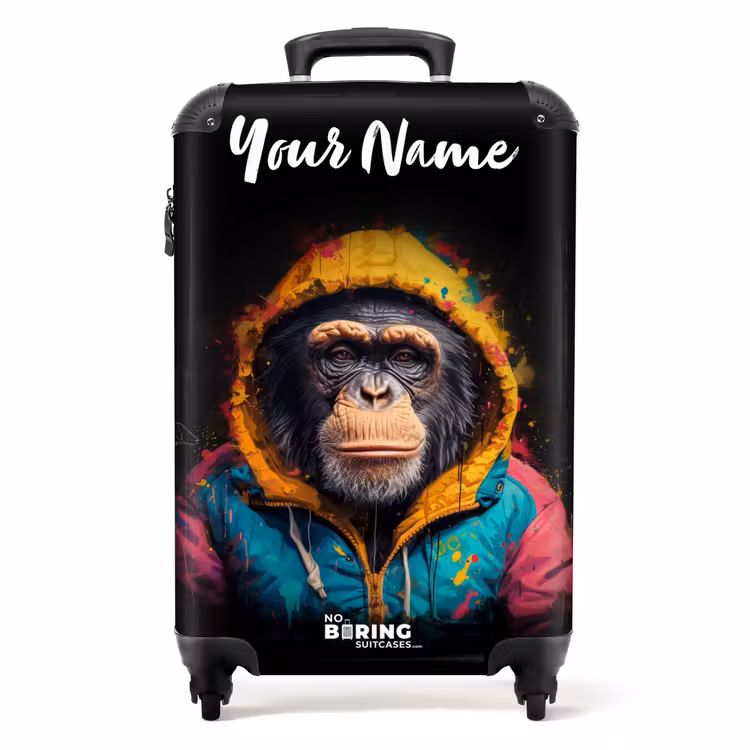 Aap met Kleurrijk Vest NBS - Handbagage koffer - Kinderen Unisex middel -productfoto_recht