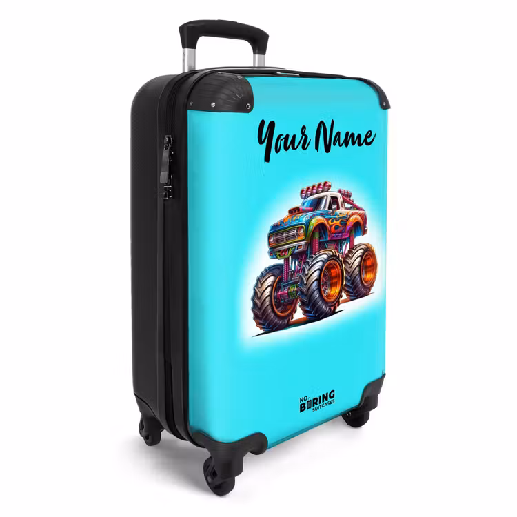 Monstertruck op Lichtblauwe Achtergrond NBS - Handbagage koffer - Kinderen Unisex middel -productfoto_3d