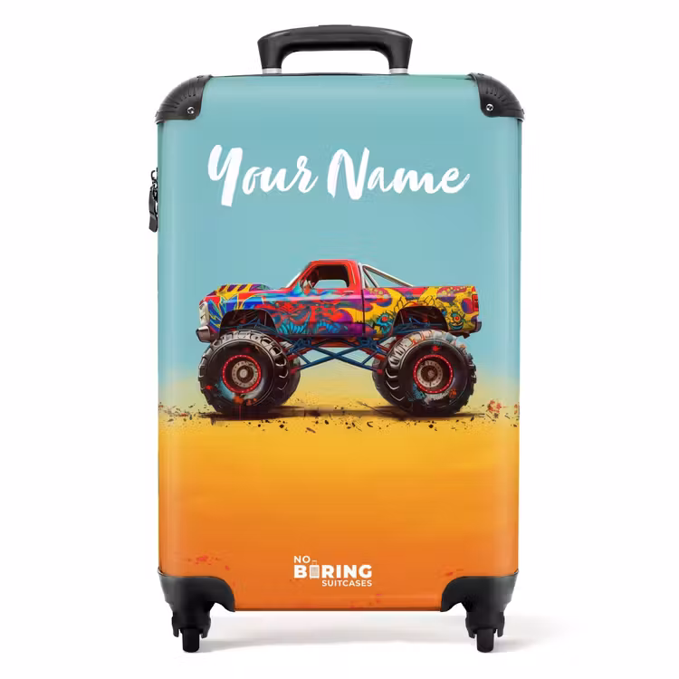 Monstertruck met Graffiti Print in het Zand NBS - Handbagage koffer - Kinderen Unisex middel -productfoto_recht