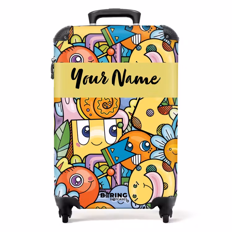 Monster met Stippen NBS - Handbagage koffer - Kinderen Unisex middel -productfoto_recht