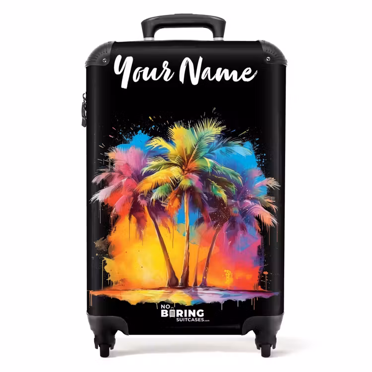 Palmbomen Besmeurd met Verf NBS - Handbagage koffer - Kinderen Unisex middel -productfoto_recht