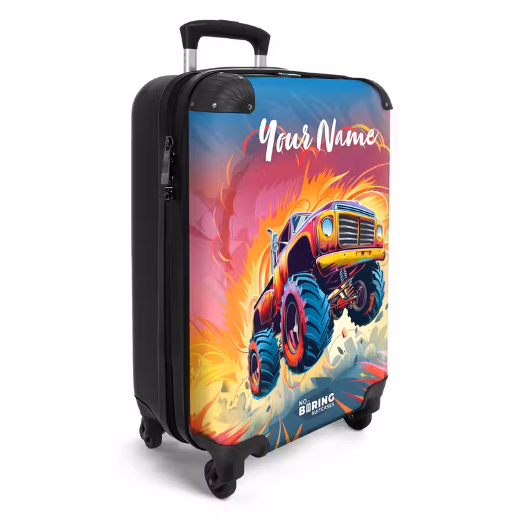 Roze Monstertruck Vliegt over het Asfalt NBS - Handbagage koffer - Kinderen Unisex middel -productfoto_3d