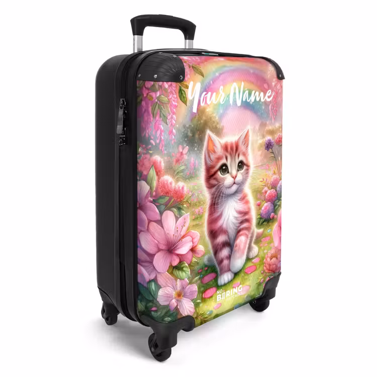 Roze regenboogkatje NBS - Handbagage koffer - Kinderen Unisex middel -productfoto_3d