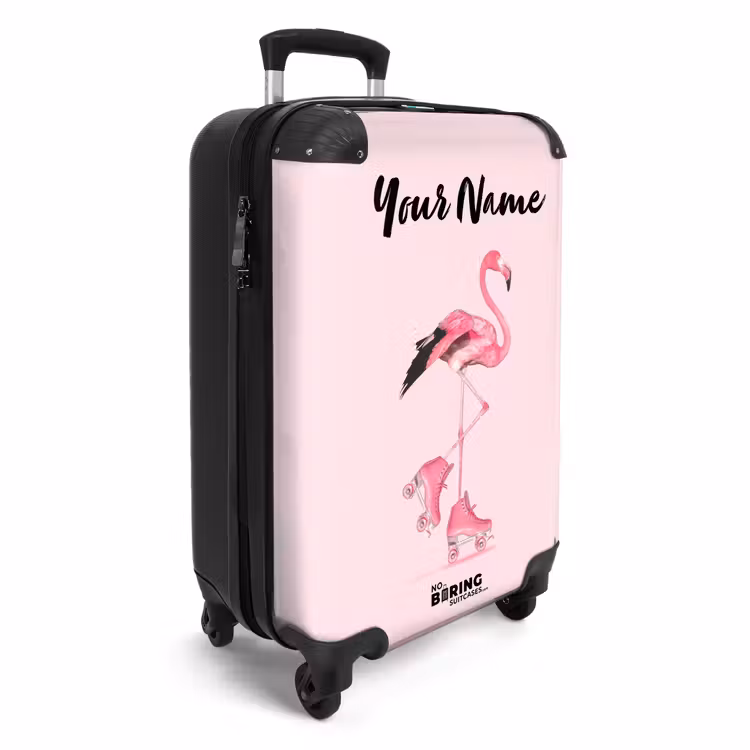 Roze rollerflamingo NBS - Handbagage koffer - Kinderen Unisex middel -productfoto_3d
