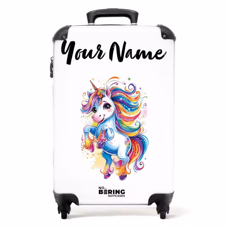 Steigerende Eenhoorn met Regenboogmanen NBS - Handbagage koffer - Kinderen Unisex middel -productfoto_recht