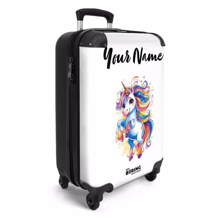 Steigerende Eenhoorn met Regenboogmanen NBS - Handbagage koffer - Kinderen Unisex middel -productfoto_3d